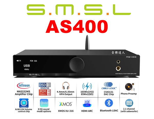 全方位綜擴小旗艦 SMSL AS400 藍芽+HDMI 